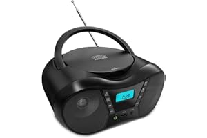 CTDZLED Portable CD Player Boombox with FM Radio Speaker, AC/Battery Powered, Support CD/CD-R/RW/USB/BT/AUX, LCD Display, Hea