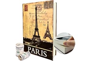 AZ-HOMEY Genuine Paper Transfer Book Safe: Secret Hidden Safe, Combination Lock Included - Metal Safe Box and Protect Your Valuables Inside an Authentic Paper Book, 8.7"×6"×1.8" (Paris)