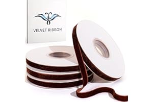 STYPOP 40 Yd Brown Velvet Ribbon for Gift Wrapping 3/8" Velvet Ribbon for Christmas Tree and Wreath Decoration, Elegant Gift Wrapping, Bow Making, Valentine's & Wedding Crafts（4 Rolls）