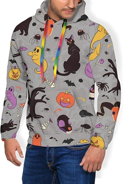 Amazon.com: Halloween Ghosts Hoodies Men's Active Hoodies Plus Velvet Thickening Fashion Casual 