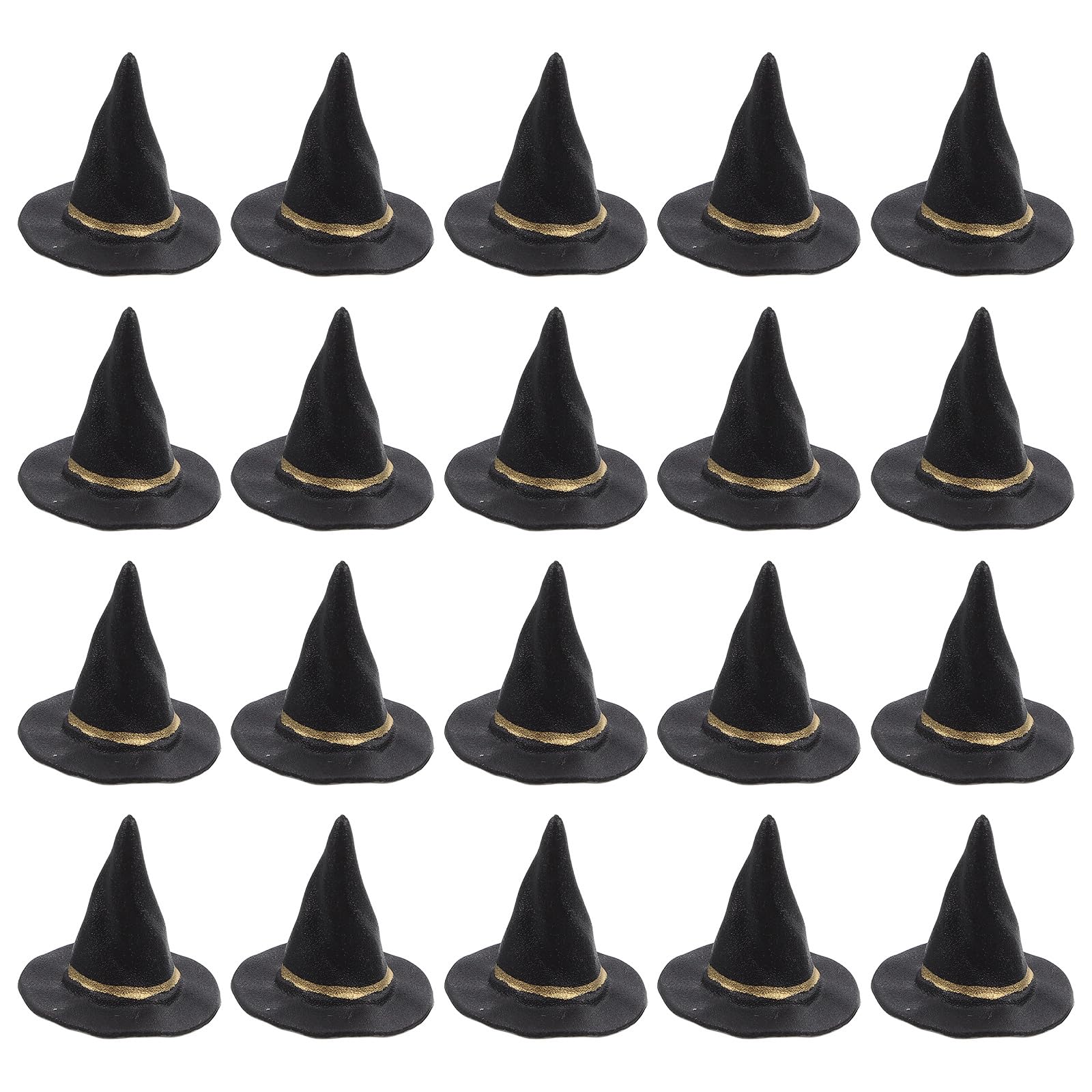 HEMOTON Mini Witch Hat Decorations 20Pcs Small Felted Witch Hats 1 Inch Halloween Craft Accessories for Dollhouses Party Supplies