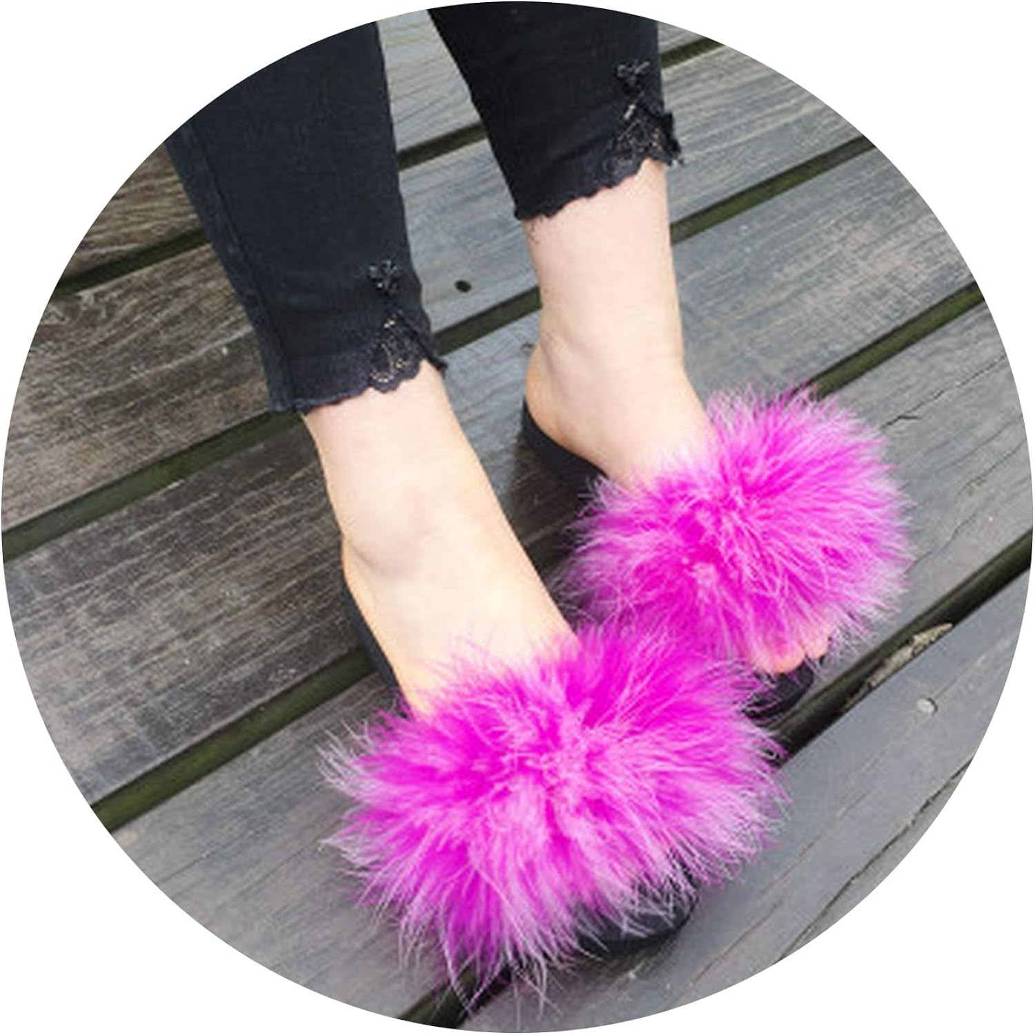 ostrich feather slippers
