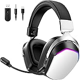 WiseWing Wireless Gaming Headset for PS5 PS4 PC Mac Switch, RGB Headphones with 7.1 Surround Sound, Bluetooth 5.4, 60H Battery, Noise Canceling Mic & 50mm Drivers