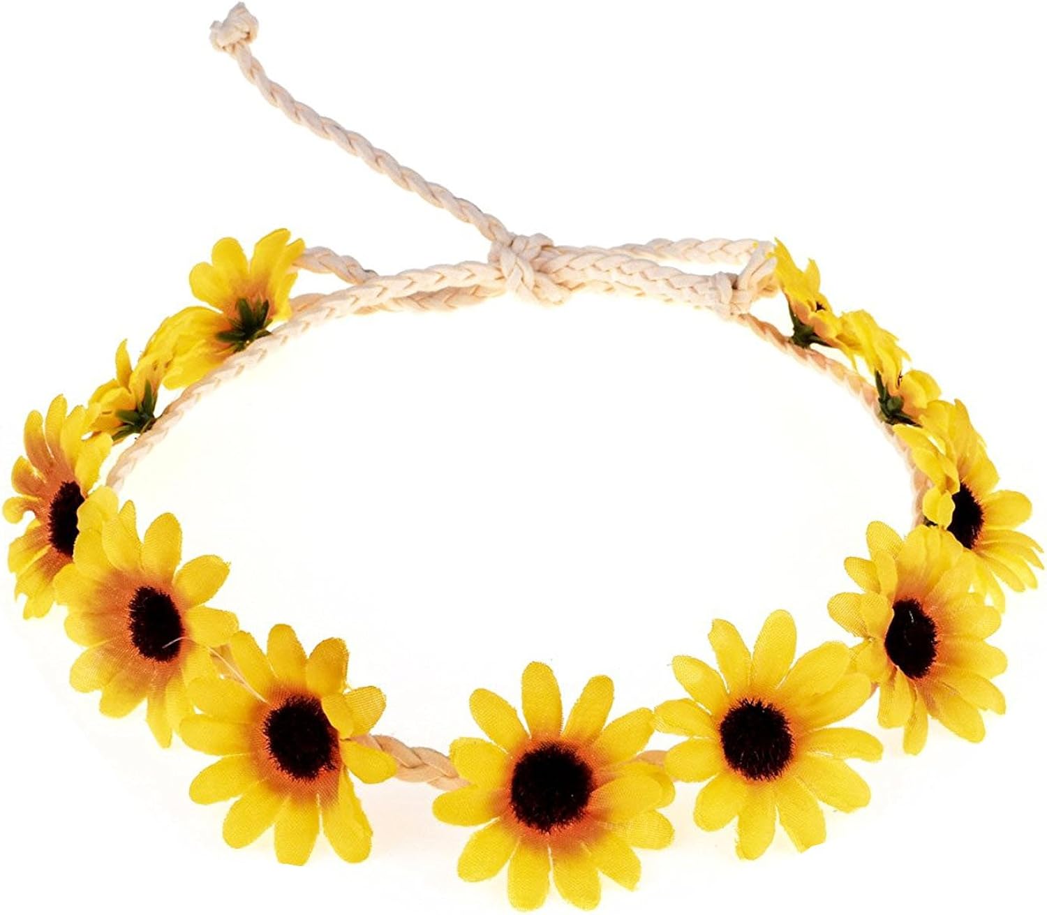 Floral Fall Sunflower Crown Hair wreath Bridal Headpiece Festivals Hair Band (YellowA) : Beauty