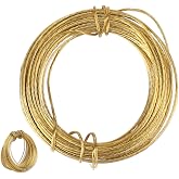 Picture Hanging Brass Wire, 32.5 Feet(10m) Braided Picture Wire Heavy Bare Copper Wire Gold Wire Flexible Steel Wire Meta for Photo Frame Mirror Artwork Clock Hanging Supports up to 30lbs