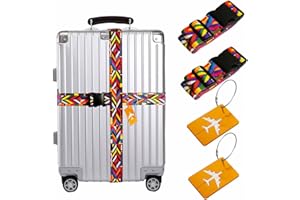 CEPORASK Luggage Straps for Suitcases TSA Approved Personalized Cinch Travel Belt Luggage Tie Carry On Bag Adjustable (red)