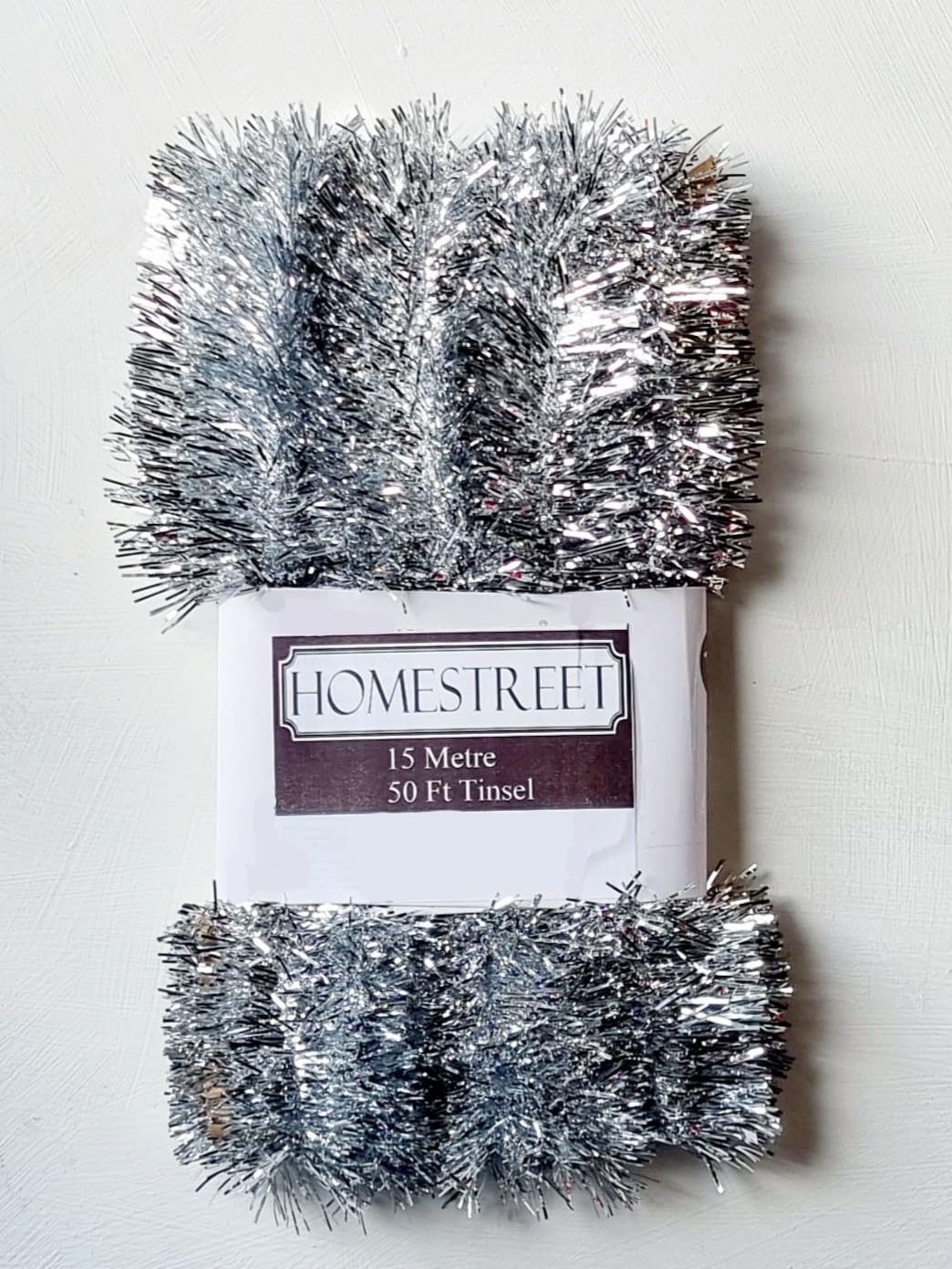 Homestreet Extra Long Tinsel 15 metre, 50 foot,Very Long Christmas Tinsel in a choice of Red, Silver or Gold Xmas Decoration (SILVER1)