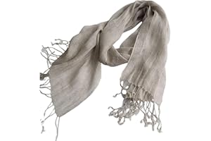 Men's Scarf Solid Color Linen Breathable Scarf Lightweight Without Fading Retro Tassel Scarf