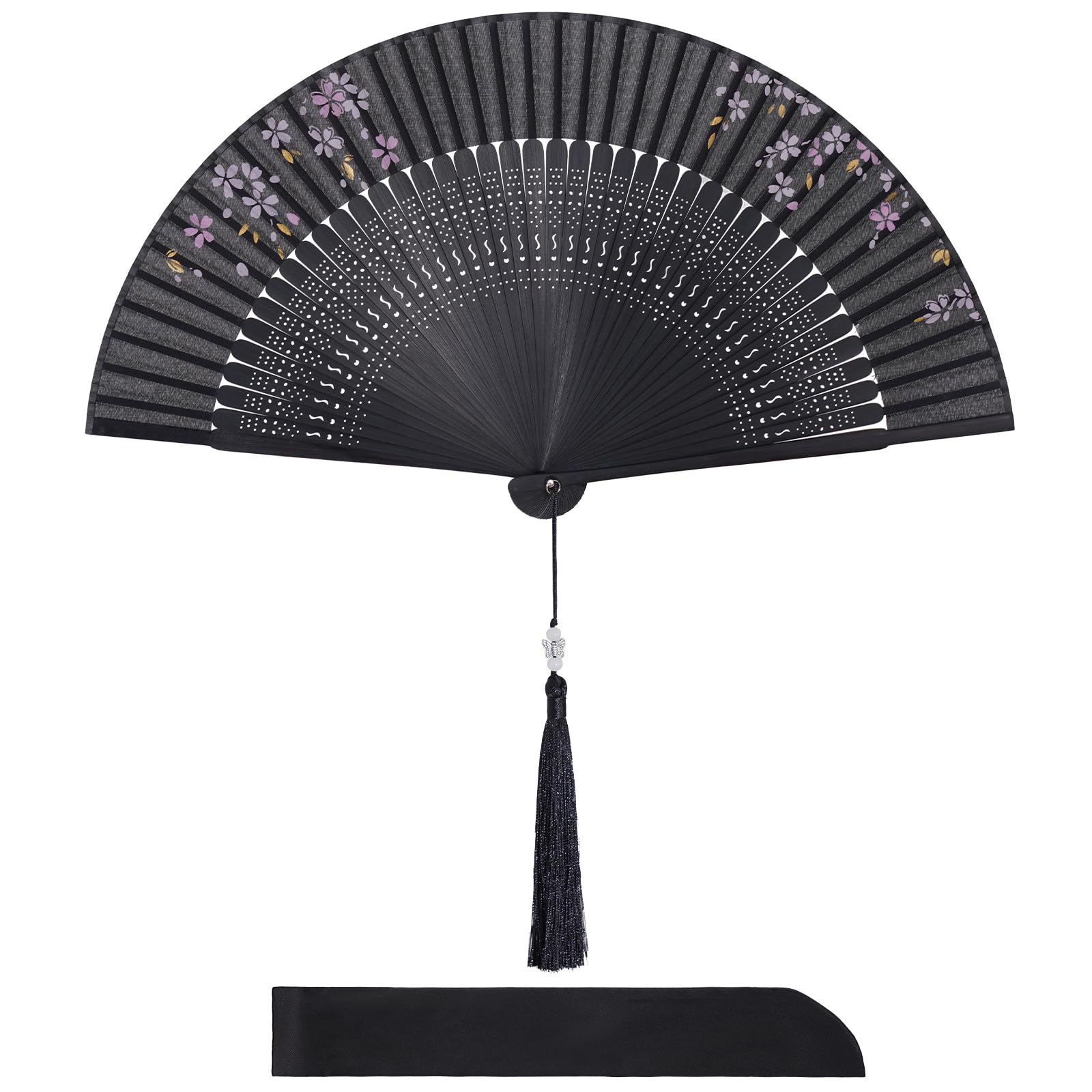 Photo 1 of 8.66 Inch Mini Paper Folding Hand Fans with Chinese Style Prints - Women Foldable Hand Fans for Home, Kitchen, Weddings, Parties & DIY Decor