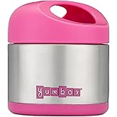 Yumbox Cubi Triple Insulated Stainless Steel Thermal Jar - 10oz Leakproof Hot & Cold Kids Food Jar - Wide Opening, Easy-Open Lid, Carry Handle - Bento Lunch Box for School - Hot Pink