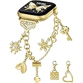 DaQin Stylish Metal Band for Apple Watch Bands Women 40mm 41mm 42mm 44mm 45mm 46mm 38mm, Bling Dressy Apple Watch Band Charms Bracelet Designer Strap for iWatch Series 11 10 9 8 7 6 5 4 3 2 1 SE