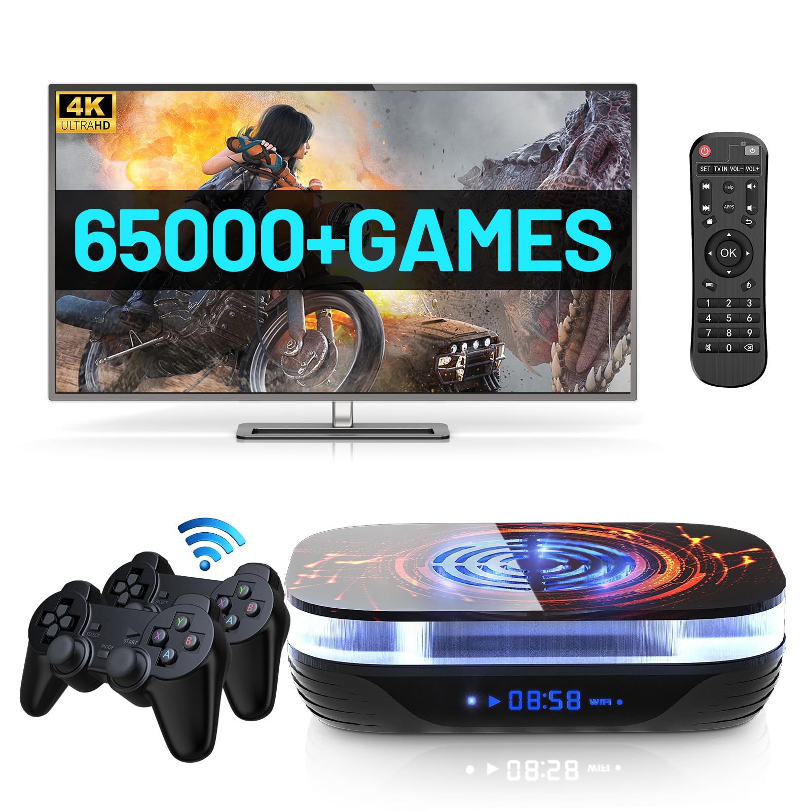 Photo 1 of Kinhank Super Console X4 Plus Retro Game Consoles Built-in 65000+ Games, Plug and Play Video Game Console, Android 11/Emuelec 4.6/CoreE System, S905X4 Chip, 2.4G/5G, BT 5.0