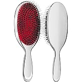 Sibba Anti-static Hair Brush Paddle Massage Hair Extension Brush Professional Detangle Natural Bristle Cushion Nylon Brush Comb for Long Thick Wavy Hair (Silver)