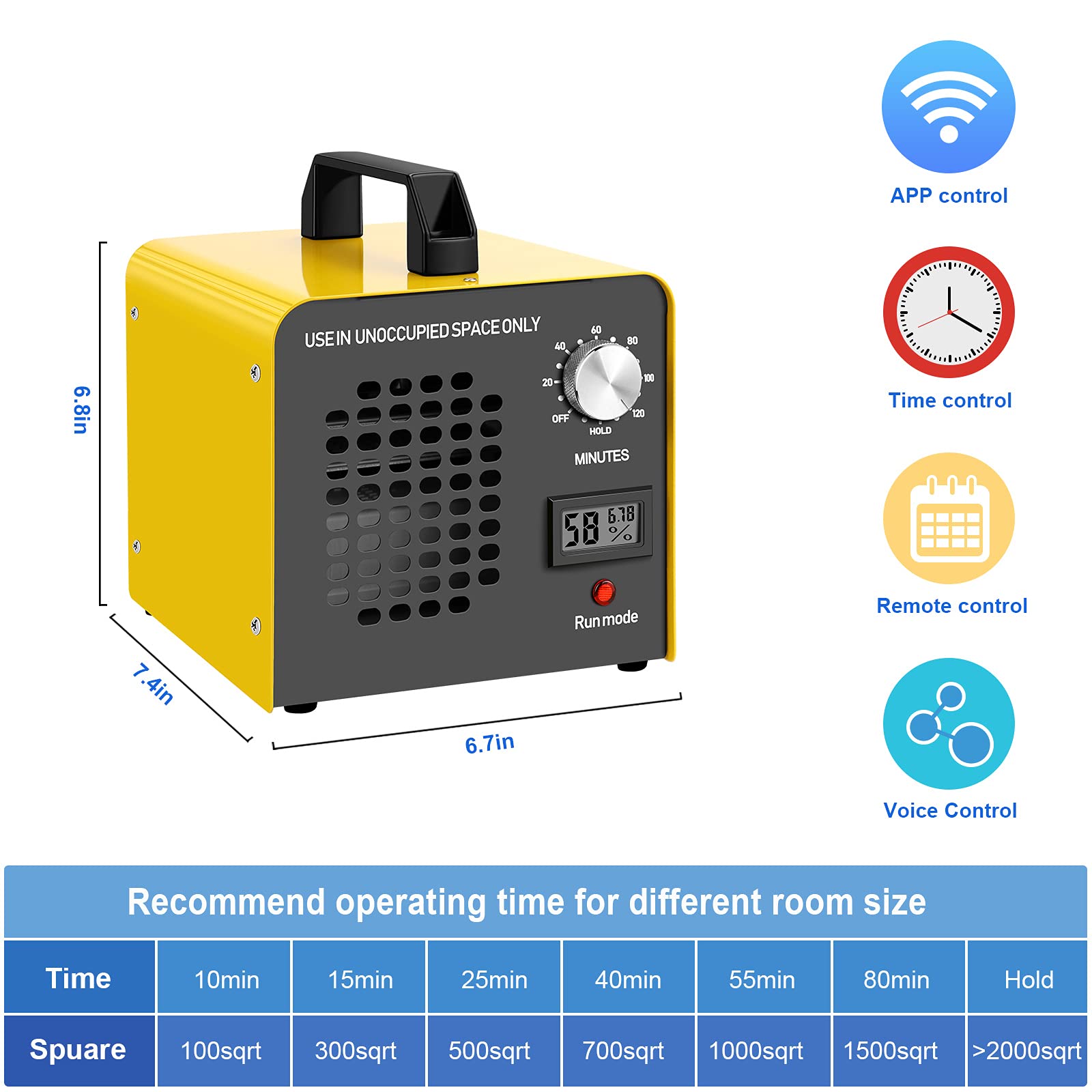 Commercial Ozone Generator 10000mg/h Remote Control Timing Ozone Machine Odor Eliminator Industrial O3 Ozone ionizer purifiers Deodorizer Ozonator for Rooms, Car, Home, auto, Smoke, Pets