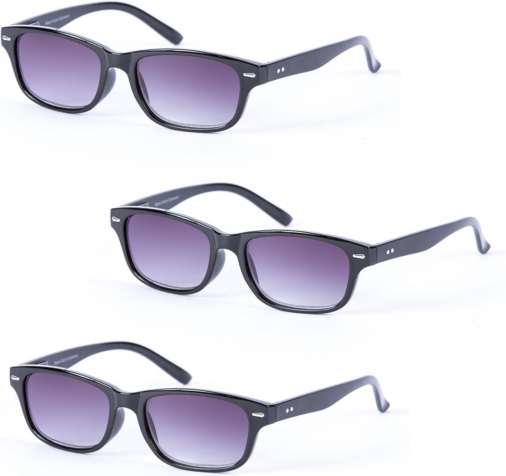"The Intellect" 3 Pair of Full Reading Sunglasses (Not Bifocals) - Outdoor Sun Readers for Men and Women