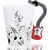 LanHong Guitar Mug Guitar Coffee Mug Gift for Guitar Players Musician - 13.5 oz Guitar Cup Gifts for Music Lovers - Music Coffee Mugs Birthday Christmas Gifts for Men Women (Red)