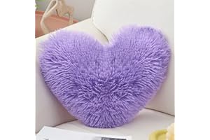 MOOWOO Christmas Day Decorative,Plush Fluffy Heart Pillow, Fuzzy Throw Pillows for Mom Gifts,Solid Color, Zipper Close Decorative,ShaggyThrow Pillow for Valentines Day -Purple