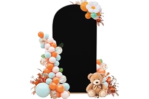 SUKAIKEQA Wedding Arch Cover Spandex Arch Backdrop Cover 7.2FT Arch Stand Cover Arch Covers Stretchy Backdrop for Wedding Birthday Party Decoration Baby Shower (Black, Cover Only)