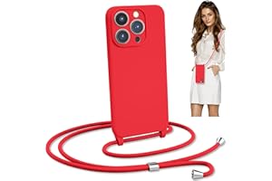 Blaspins Crossbody Lanyard Strap Case for iPhone 14, Neck Cross Body, Adjustable Holder Removable, Drop Protection Shockproof, Hands-Free Silicone Case Cover 6.1 inch, 150 cm Strap, iPhone 14 - Red