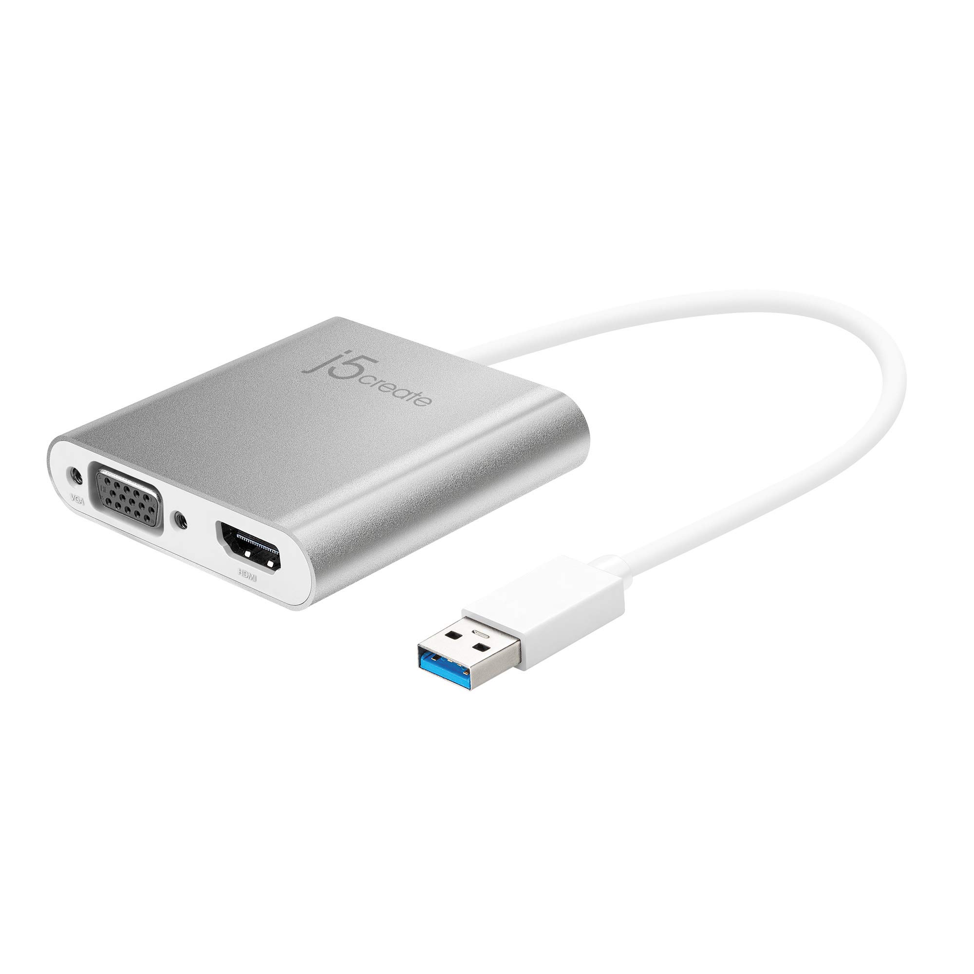 j5create USB 3.0 to Dual VGA HDMI Multi-Monitor Adapter- Compatible with Microsoft Windows 10/8.1/8 / 7 (32-bit or 64-bit) Mac OS X v10.8 or Later (with USB Type-A 3.0 port) (JUA360)