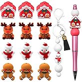 WOZADU 3D Silicone Beads for Keychain Making, 12 PCS Christmas Silicone Focal Beads for Pen, Loose Beads for Bracelet Necklace Lanyard Jewelry and Handmade Crafts Making