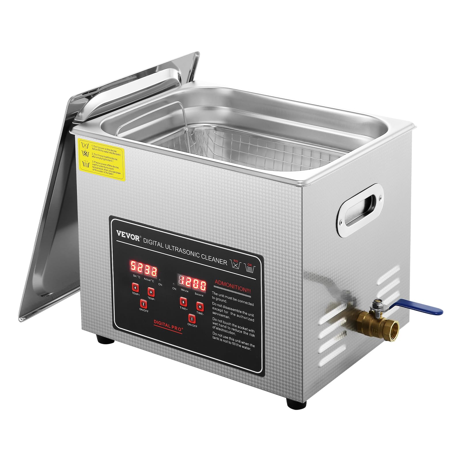 Photo 1 of VEVOR Ultrasonic Cleaning with Digital Timer & Heater, Professional Ultra Sonic Jewelry Cleaner, Stainless Steel Heated Cleaning Machine for Glasses Watch Rings Small Parts Circuit Board (10L)
