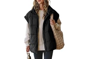 Daacee Women's Oversized Puffer Vest Lightweight Warm Sleeveless Puffy Bubble Outerwear Jackets Coats with Pockets