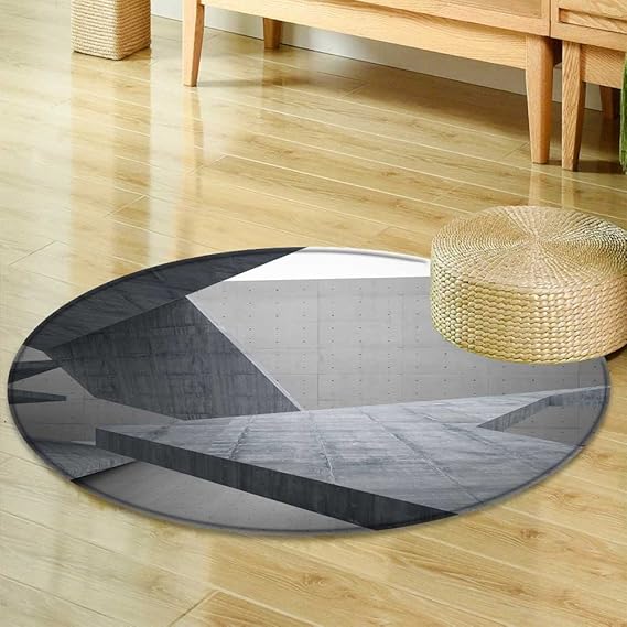 Tapis Rond Vide en béton Abstrait Sombre Fond Architectural pour Salon
