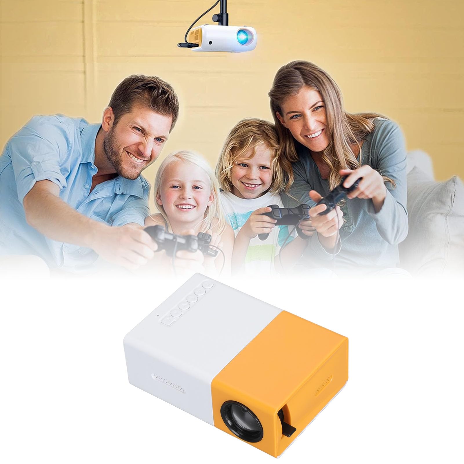 Photo 1 of Mini Projector, 1080P Full HD Video Projector, Portable Outdoor Home Theater Movie Projector, Hifi Stereo Speakers, HDMI, USB, AV, Smartphone Tablet TV Sticks (US