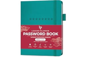 Legend Planner Password Book with Alphabetical tabs. Internet Address Keeper Logbook. Journal for Website Logins, Pocket 4x5.5" (Turquoise)