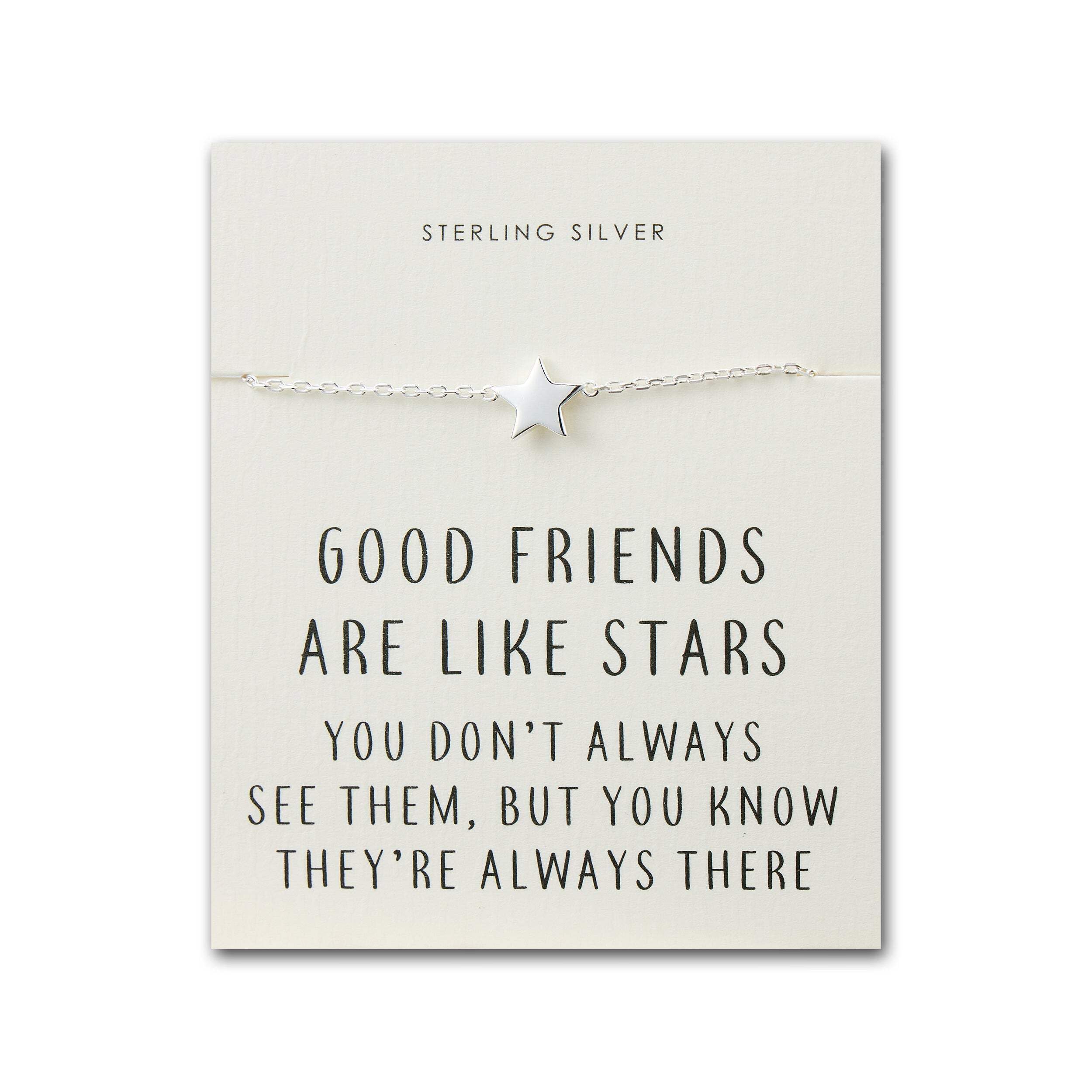 Philip Jones Sterling Silver Friendship Quote Star Bracelet