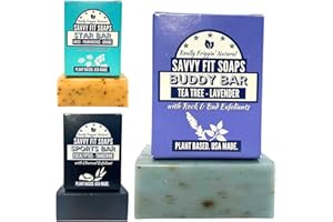 Savvy Fit Soaps Handmade Natural Soap Bar - ATHLETE BARS - BUDDY Bar, STAR Bar, SPORTS Bar Soap Bars - Plant-Based - Both Body & Face - Cruelty-Free Gift for All (Pack of 3) 4.5 oz/Bar