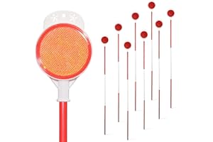 WEFAITH Reflective Driveway Markers - 50”High Visiblility Driveway Reflectors Double Sided with Red & White Extra Thick Stainless Steel Pole - Rustproof for Road,Property Line,Yard,Snow Plowing - 8 Pack