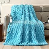 Eastsora Heated Blanket Flannel Throw Blanket, 50"X 60" Electric Heating Blanket with ETL & FCC & 12 Heating Levels & Auto Shut Off,Machine Washable (Sky Blue)