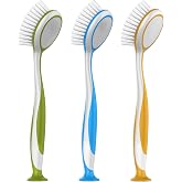 MR.SIGA Round Dish Brush with Suction Cup, Pack of 3 | Scrub brush for dishes, pans, pots, kitchen sink cleaning, dish brush with handle