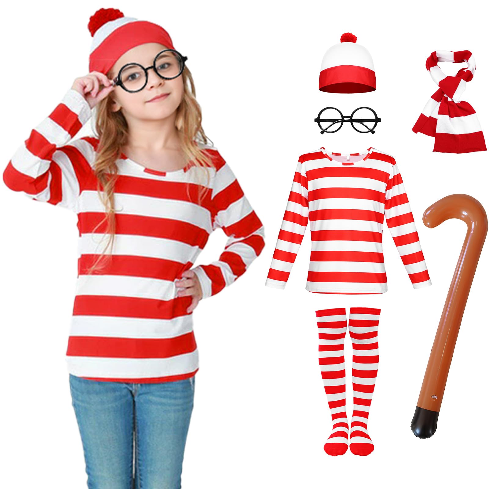 Alaiyaky Red and White Striped Character Costume (Style B, 110)