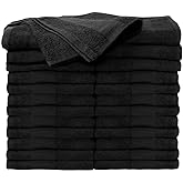 ForPro Professional Collection Premium Bleach Tough Salon Towels, Black, 100% Cotton, Bleach-Proof Towels, Stain Resistant, 16" W x 27" L, 24-Count