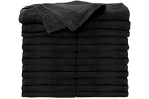 ForPro Professional Collection Premium Bleach Tough Salon Towels, Black, 100% Cotton, Bleach-Proof Towels, Stain Resistant, 16" W x 27" L, 24-Count