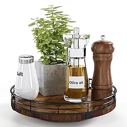 Farmhouse Oak 9" Lazy Susan Turntable Organizer for