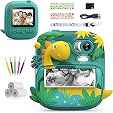 Kids Camera Instant Print, CAMCLID 2.4 Inch Screen Camera for Kids Dinosaur Children Digital Camera with 32GB Card & 3 Rolls Paper, Christmas Birthday Gift Toys for Boys Girls 3-12 Age (Green)