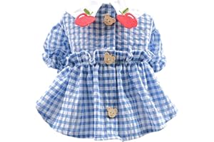 BAEJMJK Dog Plaid Dress for Small Dogs Cat Girl Spring Summer Cute Puppy Princess Dress Pet Clothes （Blue, Small）