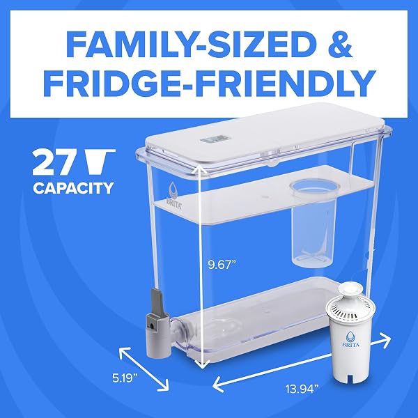 BRITA ULTRAMAX LARGE WATER DISPENSER WITH 1 BRITAPLUS FILTER, 27 CUP, WHITE (PACKAGE MAY VARY)