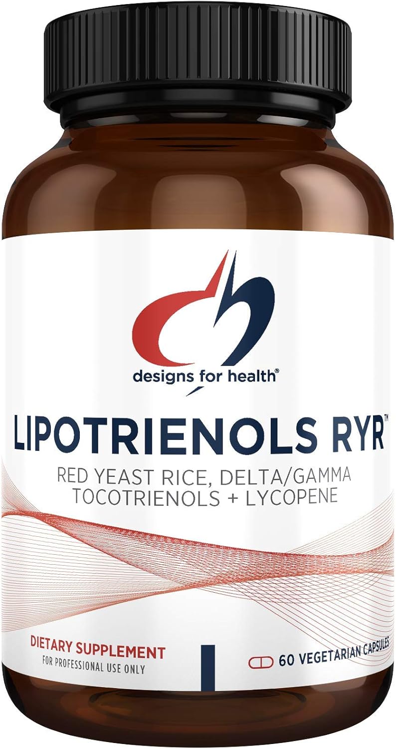 Designs for Health Organic Red Yeast Rice with Tocotrienols + Lycopene - Lipotrienols RYR, 1200mg Organic RYR + 20mg Lycopene (60 Capsules): Health & Personal Care
