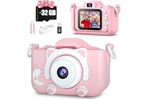 Kids Digital Zoom Camera for 3-12 Year Old Girls/Boys - Selfie Camera With Video, 32GB TF Card - Christmas Birthday Festival 