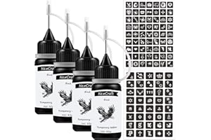 NewCraft 4 Packs Black Temporary Tattoo Ink and Stencils for Women Men Kids, Trend DIY Fake Freckles 103 Pcs Stencils Temporary Tattoo Kit