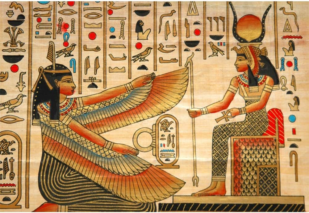 YongFoto 5x3ft Vinyl Photography Backdrop Egypt Themed Egyptian Hieroglyphs Pharaohs Mural Painting Background for Photography Portrait Photo Props Party Decor Studio Photo Booth Backdrop 1.5x1m