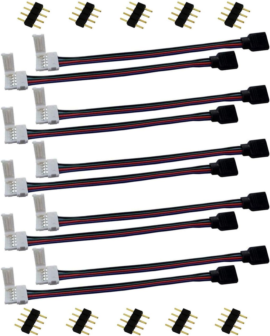 LITAELEK 10x RGB 5050 LED Quick Connector 4-Pin Connection Cable LED Strip Connector Adapter Corner Connector for 10 mm Wide RGB 5050 LED Strip to LED Strip or LED Controller 17 cm