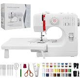 Portable Mini Sewing Machine for Beginners, 14 Stitches &amp; Extension Table | Dual-speed control, complete sewing kit, easy setup for clothing repair, DIY crafts, home sewing and hobby projects