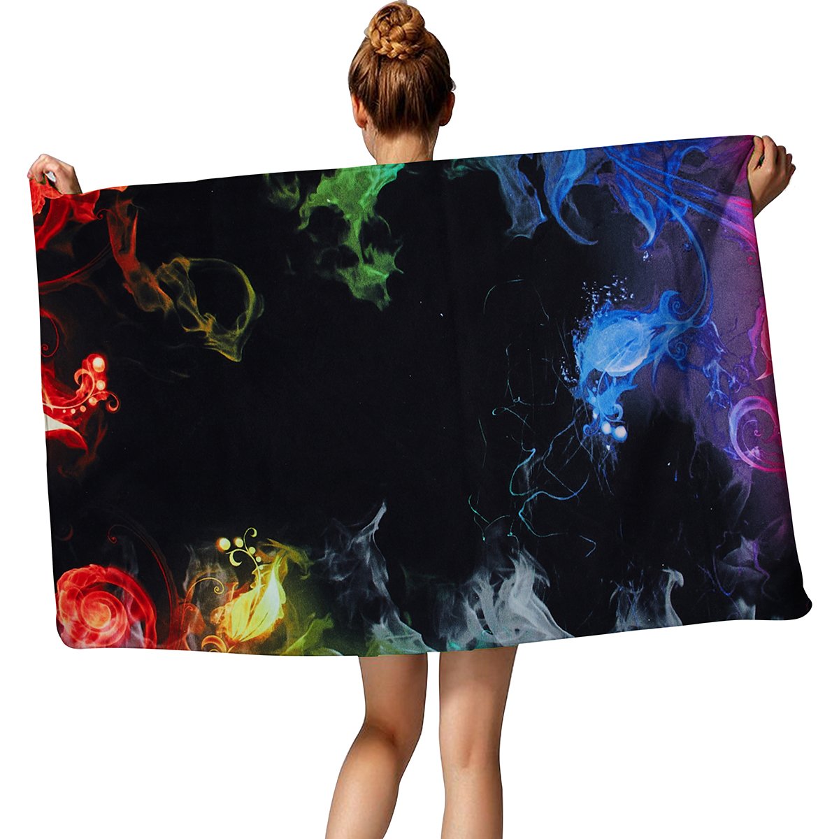 TUONROAD Womens Personalized Beach Towel Nebula Red Blue Black Green Yellow Travel Towel Comfy Compact Luxury Tower 30\