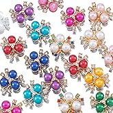 30PCS 21mm Flower Pearl Glass Rhinestone Shiny Crystals Gems Jewelry Stones, Flatback Gemstone for Crafts Clothes Hair DIY Wedding Making Decoration Accessories(00 Mixed Color)